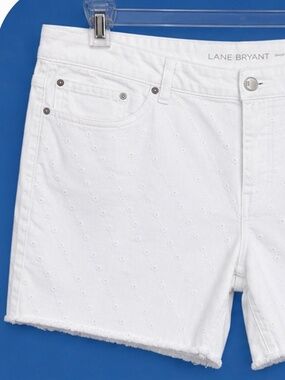 Lane Bryant White Eyelet Denim Shorts – Women's Size 18 Short
